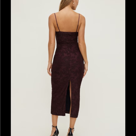 Dynamite Deep Burgundy Lace Midi Dress - Picture 2 of 2